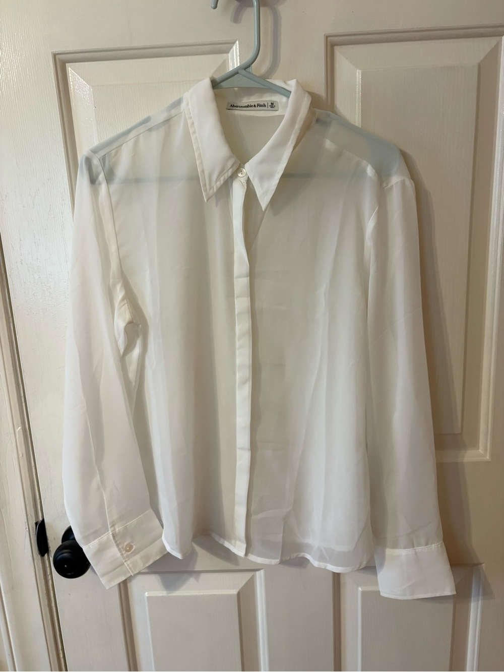 Abercrombie & Fitch White Sheer Button Shirt